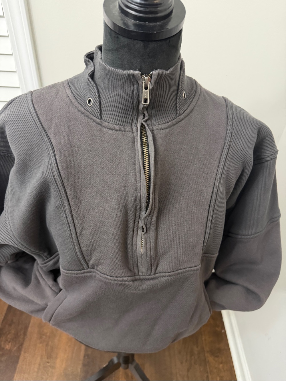 Joah Brown Men's Charcoal Zip-Up Mock Neck Sweater